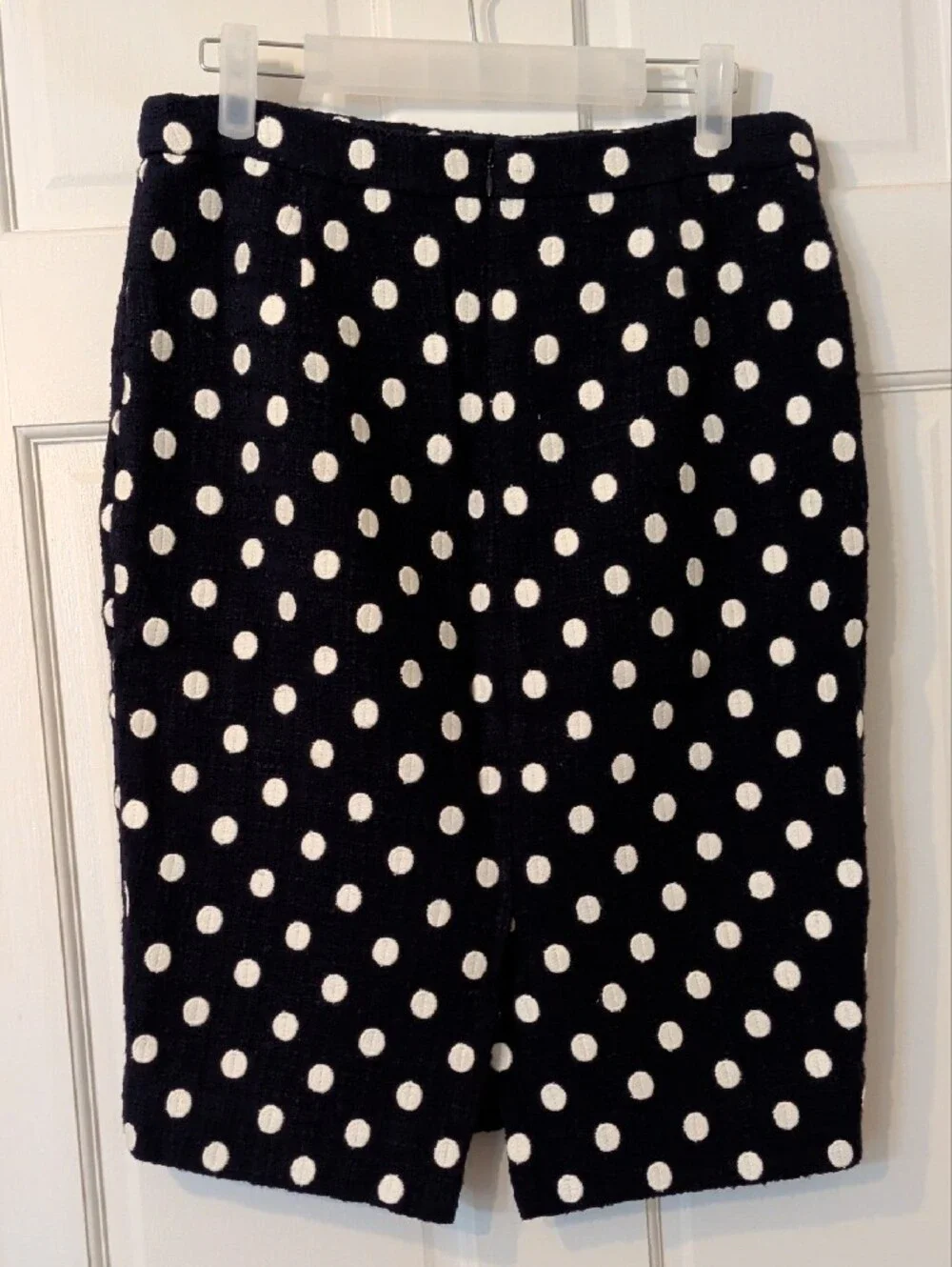 Classic Navy & White Polka Dot Pencil Skirt